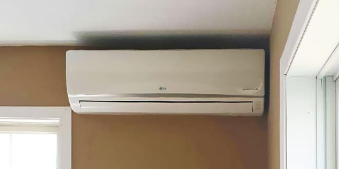 Ductless mini-split indoor unit in a home