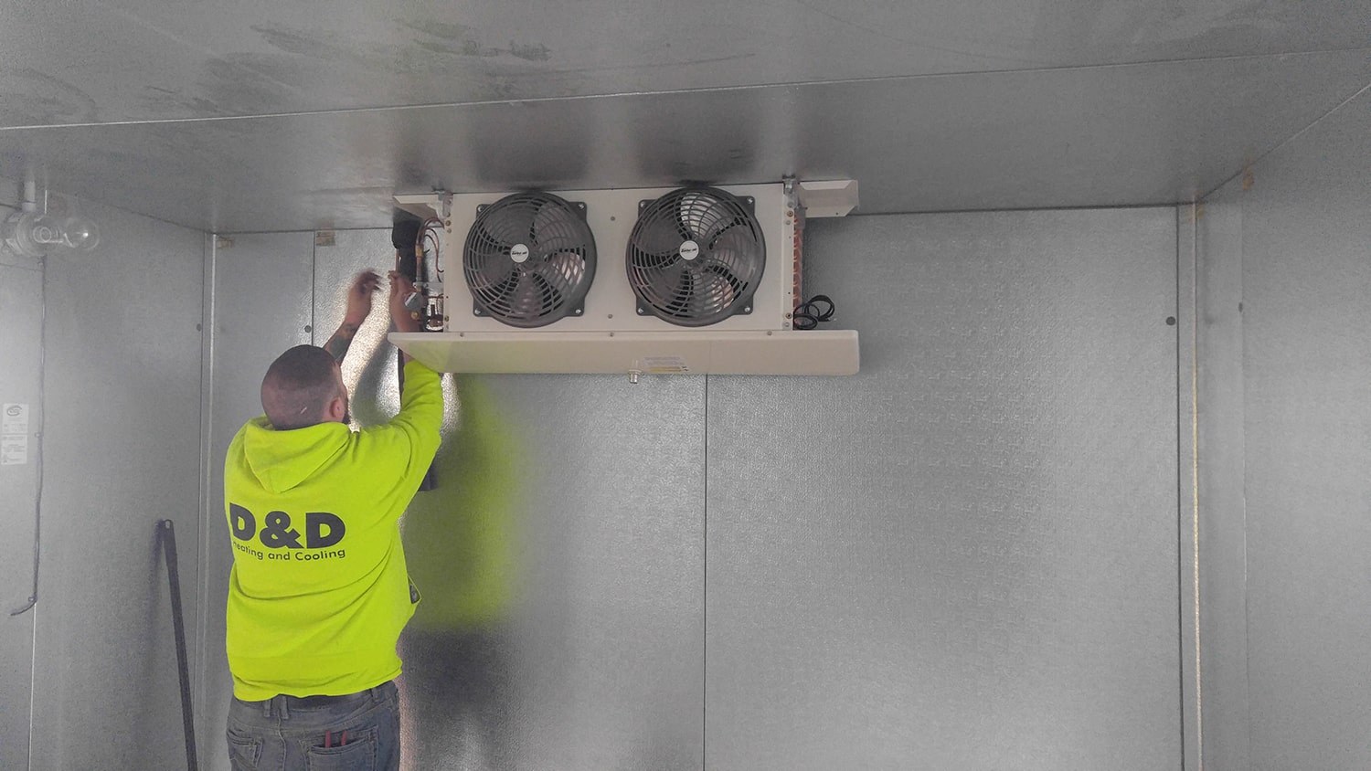 HVAC equipment being installed by D&D