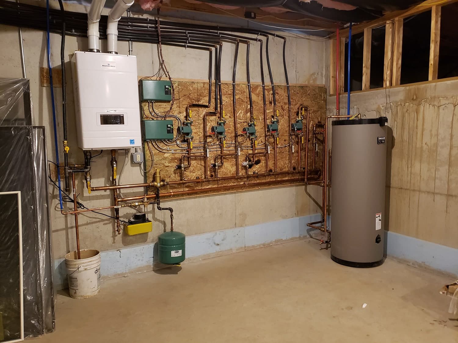 Heating equipment installed in a home basement