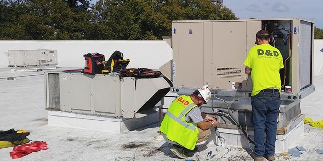 Commercial HVAC equipment serviced by D&D technicians